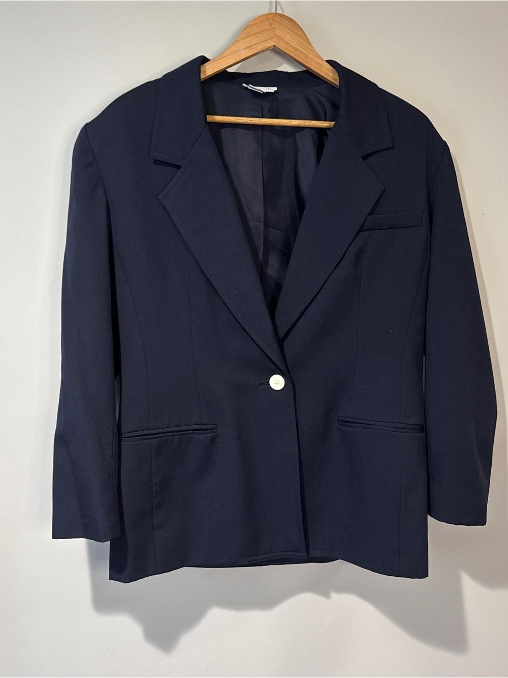 Talbots Vintage Women's Navy 100% Wool Blazer One Button Career Preppy Size 12